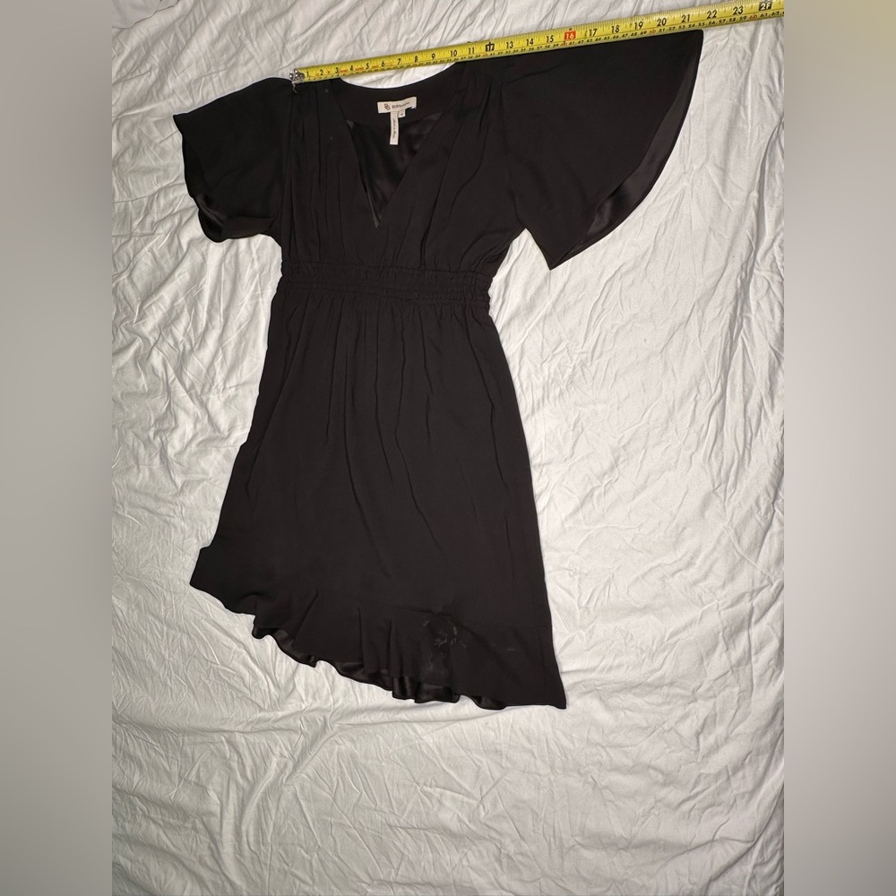 BCBGeneration Black Flutter Sleeve V-Neck Mini Dress Size M - Picture 5 of 11